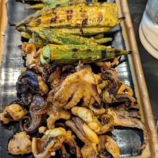 Octopus with okra