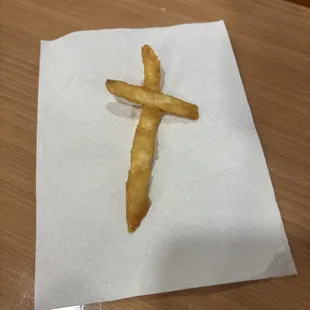 A special French fry we found in our basket :)
