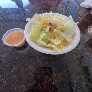 Salad with iceberg lettuce.