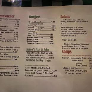 Food menu