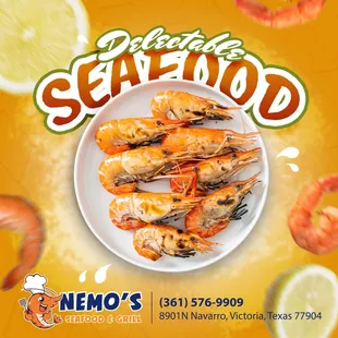 Savor the delectable flavors of grilled shrimp at our restaurant. 
     !!!!