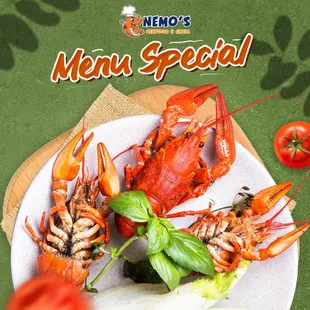 There&apos;s enough to make seafood lovers ecstatic. Nemo&apos;s Seafood offers shrimp, gumbo, stuffed crabs, king crab, live bay oysters, crawf