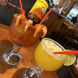 Michalada w/shrimp and Mango Margarita