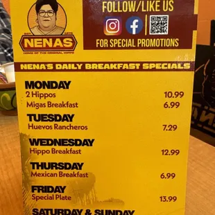 Breakfast specials
