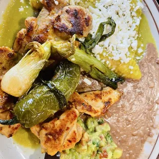 Shrimp 1 Enchilada de camaron and chicken Milanesa En Salsa Verde so deliciously tasty will not disappoint