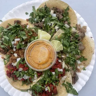 Buche, asada, tripa, chorizo