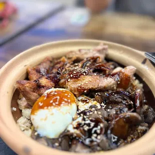 a bowl of food on a table