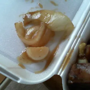 Big chunks of undercooked onion.