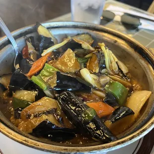 C2. Eggplant in Garlic Hot Pot