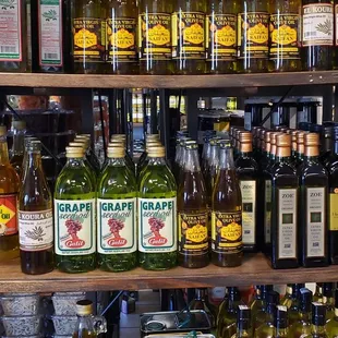 a shelf of olive oil