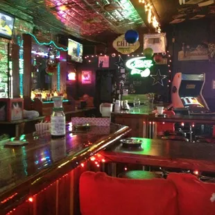 a bar with neon lights