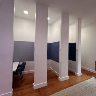 Three small more private work stations