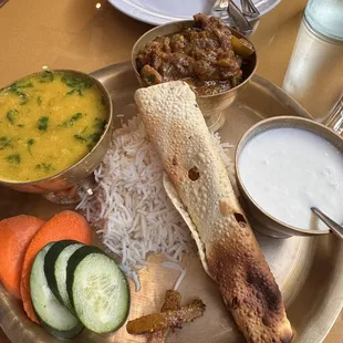 Chicken curry thali