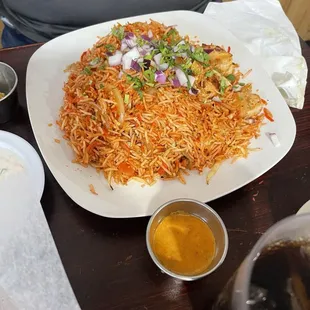 Shrimp rice ( if you dont eat spicy order mild.)
