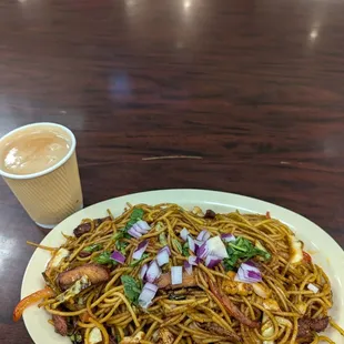 Chicken chow mein and chai