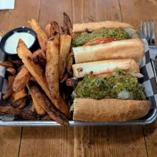 Chimichurri cheese steak sandwich at Nepenthe Brewing in Baltimore MD.