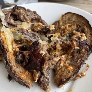 Overcooked Rueben sandwich.