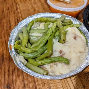 September 25 2021; Mashed potatoes and asparagus.