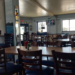 tables and chairs in a restaurant