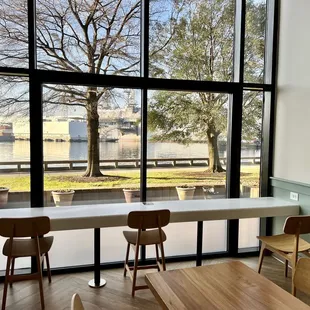a view of a park through the window