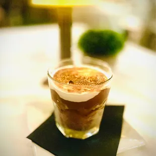 Nocciolino - $15  Guanaja Dark Chocolate Mousse, Crunchy Hazelnut, Gelato Gianduja, Torched Italian Meringue Delicious!!