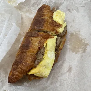 Croissant Sausage egg and Egg, Cheese, & Meat Sandwich
