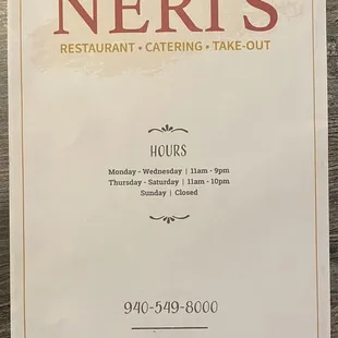 UPDATED Menu, as of September 2023 (page 1)