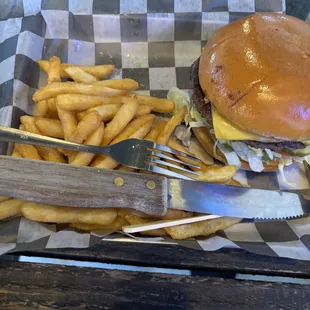 Classic Cheeseburger with Fries.