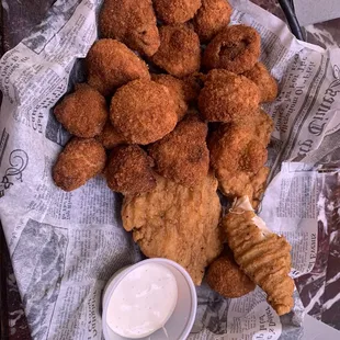 Chicken tenders &amp; fried mushrooms