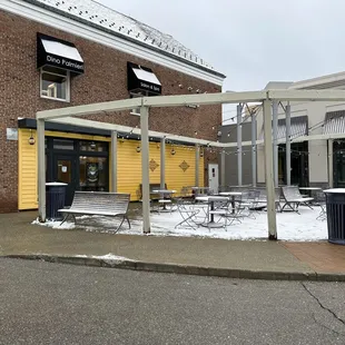 Outside, would be nice in warm weather.