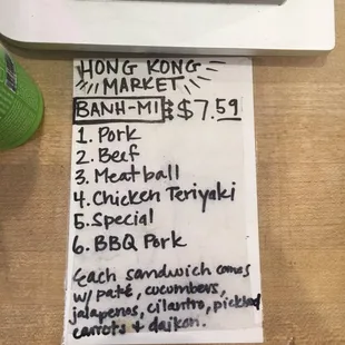 Hong Kong Market for lunch Tuesday and Thursday