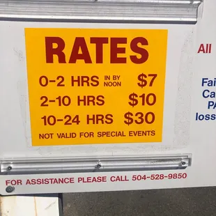 Parking rates