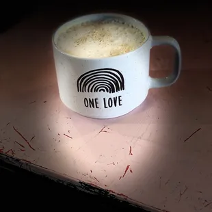 a cup of coffee on a table
