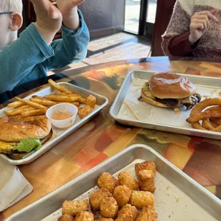 Kids burger and French Fries Cali Burger Combo Tater Tots