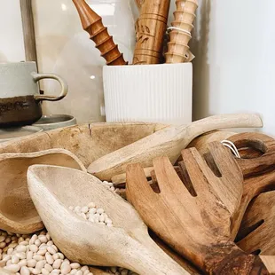 neutrals and natural wood decor that is display worth and functional