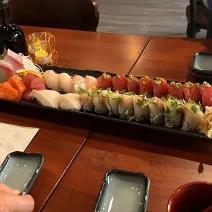 sashimi, sushi, sushi and sashimi, food