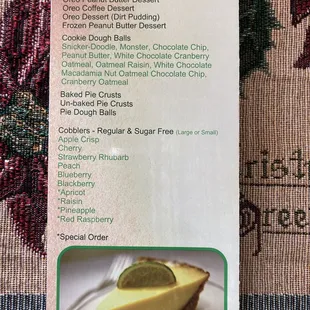 Frozen desserts menu 2020