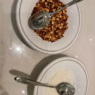 Chili flakes and Parmesan