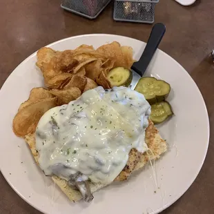 Mushroom Chicken Melt Sandwich. Really good, just need a little more Alfredo sauce