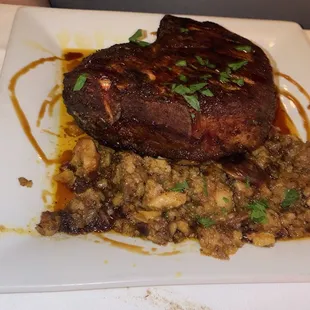 Pan Seared And Rosted Double Cut Pork Chop