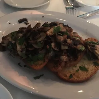 Wild Mushroms on Garlic Bruschetta