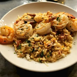 10-25-23. The seasonal risotto with shrimp added on. Simply delicious.