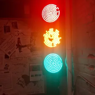 Quirky street light in unisex restroom! Hehe