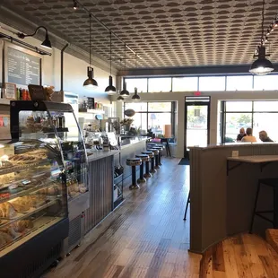 the interior of a bakery
