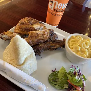 1/4 Rack Ribs with Leg and Thigh. Mac and Cheese. :)