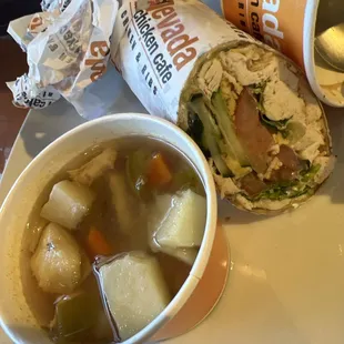 Bland soup and wrap