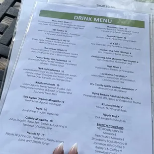 a menu on a table