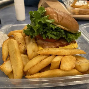 Bacon Cheeseburger with fries