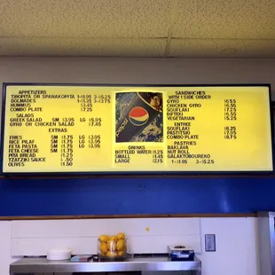Current Menu Board