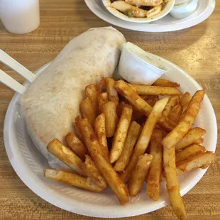 Traditional gyro with fries